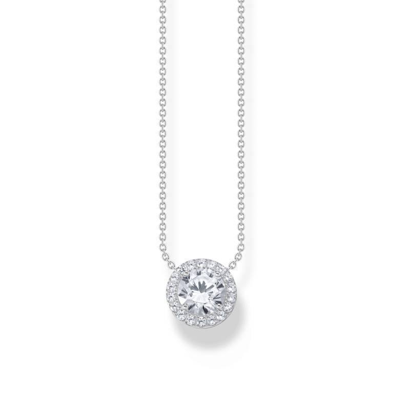 Thomas Sabo Kette mit Halo-Anhänger und weißen Steinen Silber weiß KE2279-051-14-L45V von Thomas Sabo