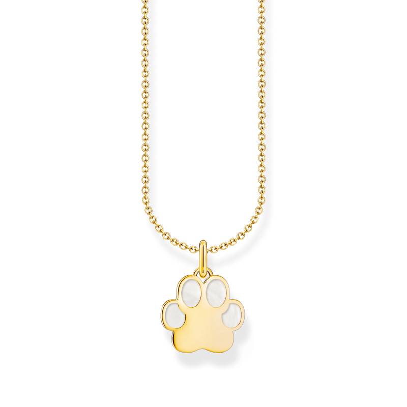 Thomas Sabo Kette mit Pfoten-Anhänger und weißer Emaille vergoldet weiß KE2266-427-14-L45V von Thomas Sabo