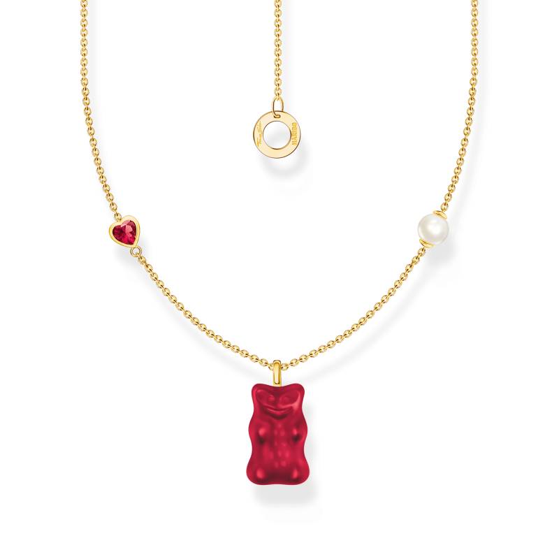 Thomas Sabo Kette mit rotem Goldbären-Anhänger, Herz und Perle vergoldet rot KE2206-430-10-L45V von Thomas Sabo