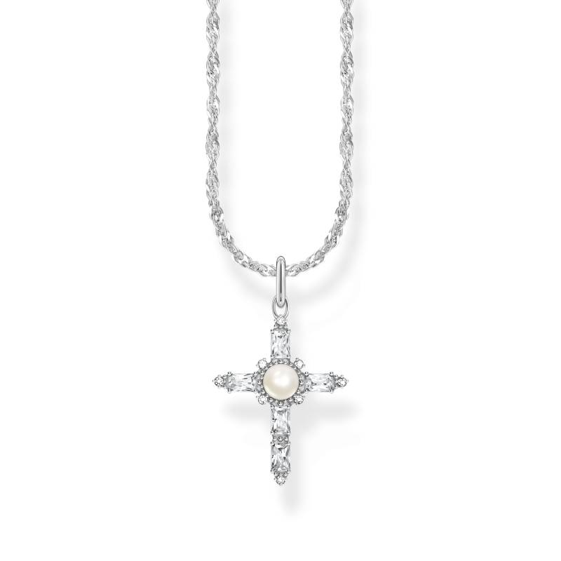 Thomas Sabo Kette mit weißem Kreuzanhänger Cross Romance Silber weiß KE2296-167-14-L45V von Thomas Sabo