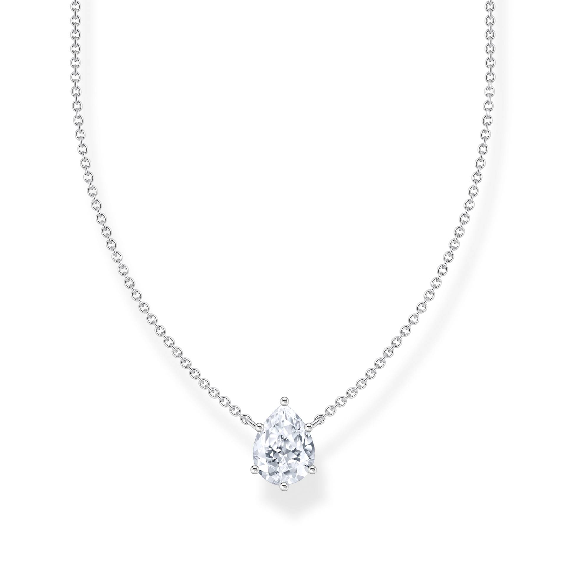 Thomas Sabo Kette mit weißem Tropfen-Anhänger Silber weiß KE2213-051-14-L45V von Thomas Sabo
