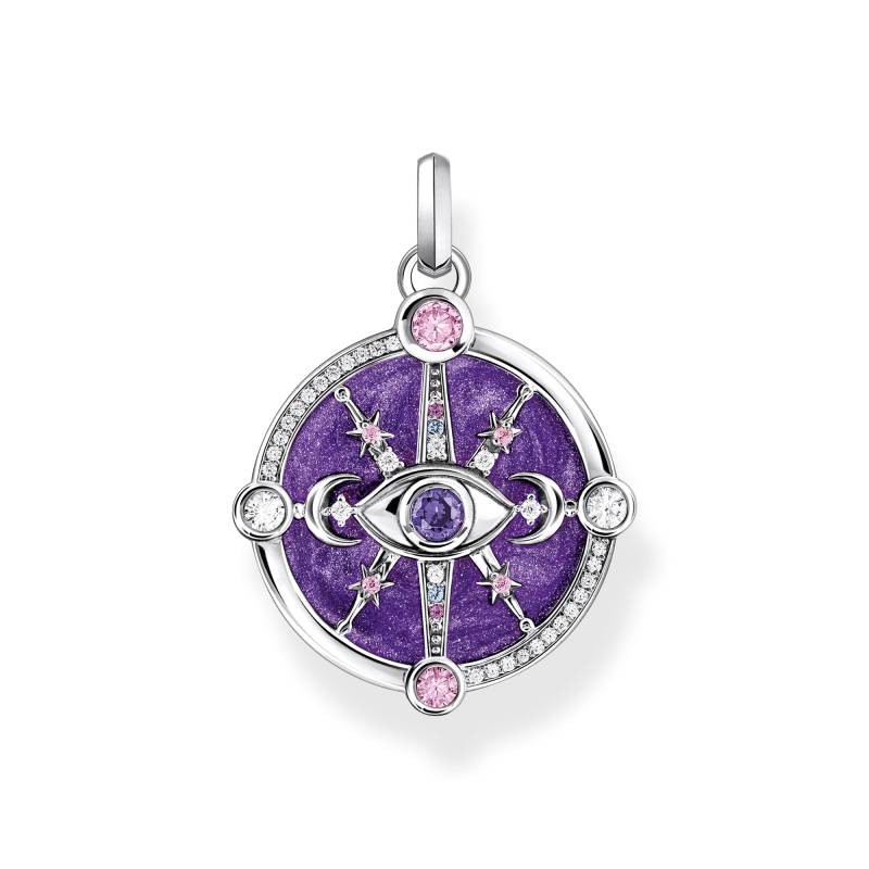 Thomas Sabo Kettenanhänger Auge mit kosmischen Details und bunten Steinen Silber geschwärzt violett PE956-473-13 von Thomas Sabo