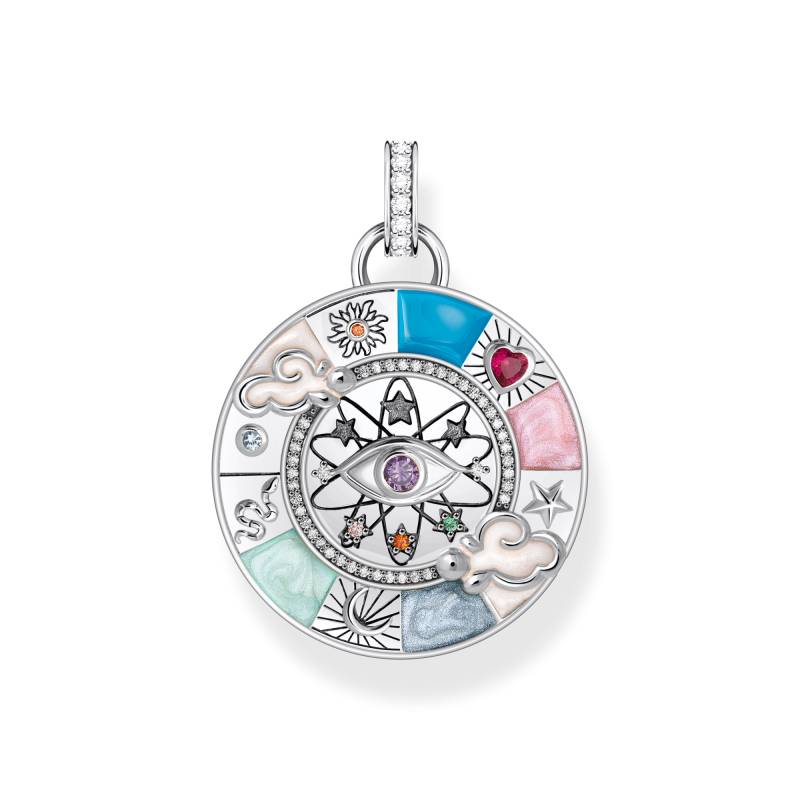 Thomas Sabo Kettenanhänger Glücksrad mit kosmischen Symbolen Silber mehrfarbig PE962-340-7 von Thomas Sabo