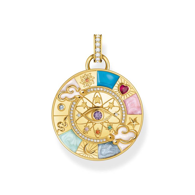 Thomas Sabo Kettenanhänger Glücksrad mit kosmischen Symbolen vergoldet mehrfarbig PE962-471-7 von Thomas Sabo