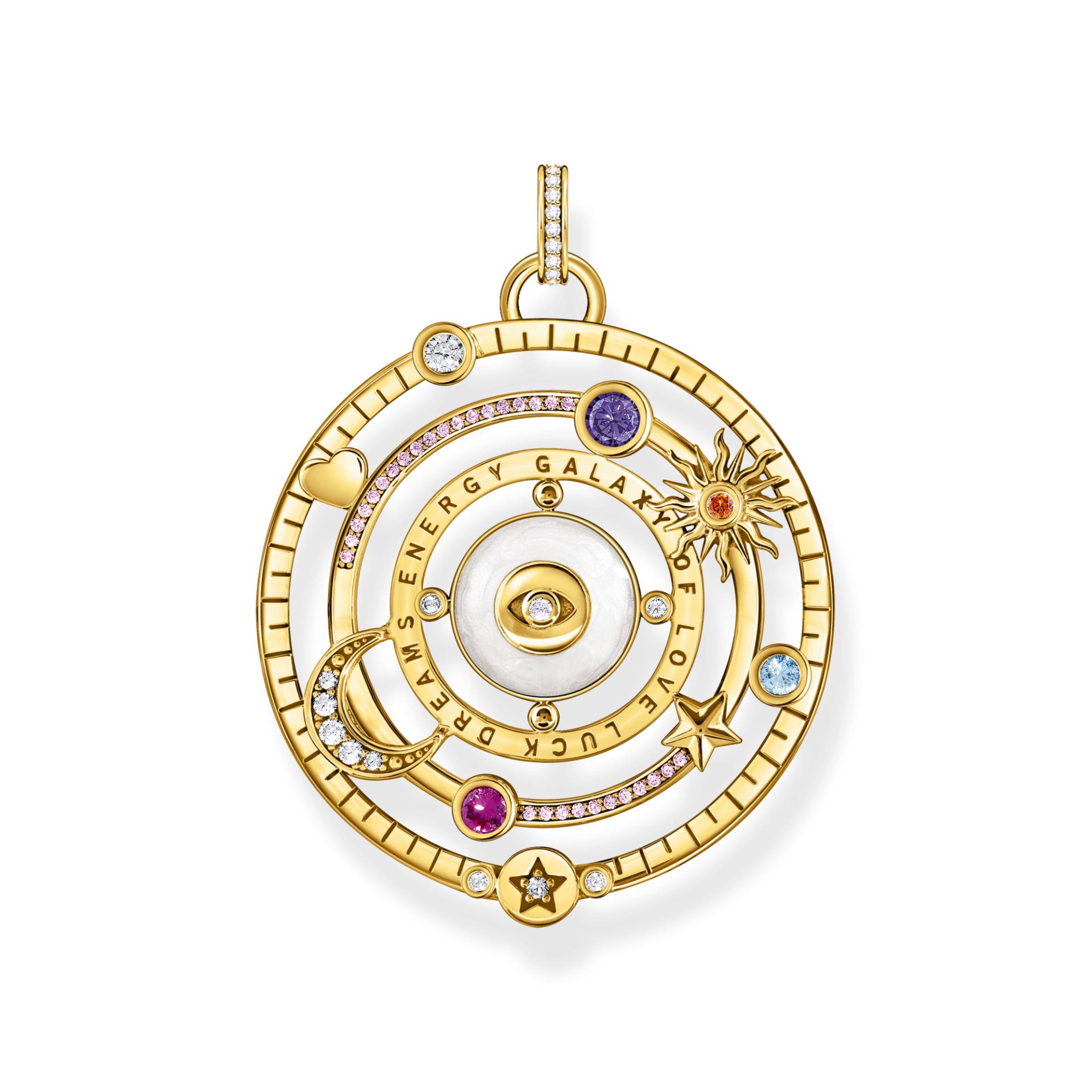 Thomas Sabo Kettenanhänger Halbkugel mit Auge bunte Steine vergoldet mehrfarbig PE957-565-7 von Thomas Sabo