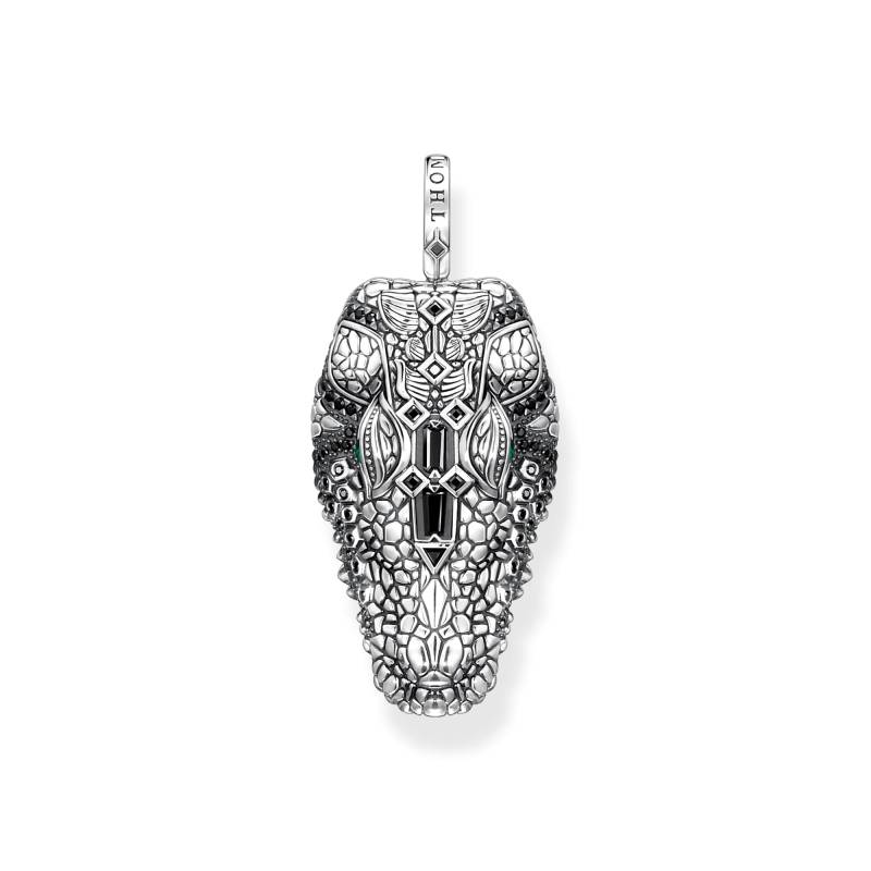 Thomas Sabo Kettenanhänger Krokodilkopf mit schwarzen und grünen Steinen Silber geschwärzt mehrfarbig PE947-347-7 von Thomas Sabo