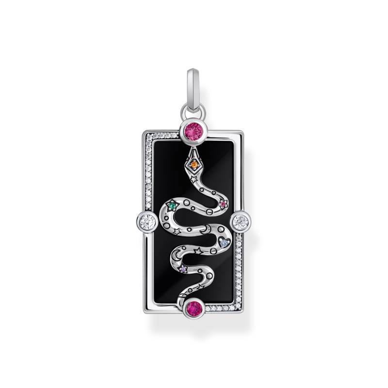 Thomas Sabo Kettenanhänger Schlange mit schwarzer Kaltemaille und bunten Steinen Silber mehrfarbig PE958-473-7 von Thomas Sabo