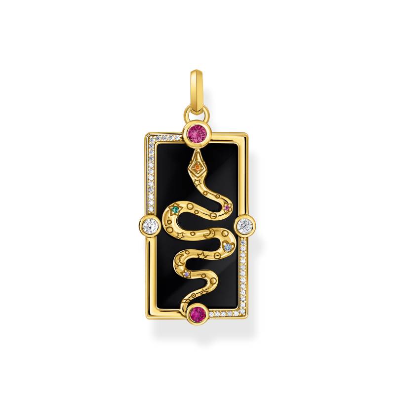 Thomas Sabo Kettenanhänger Schlange mit schwarzer Kaltemaille und bunten Steinen vergoldet mehrfarbig PE958-565-7 von Thomas Sabo