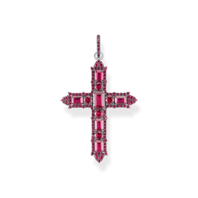 Thomas Sabo Kreuzanhänger mit rubinroten Steinen Silber geschwärzt rot PE970-639-10 von Thomas Sabo