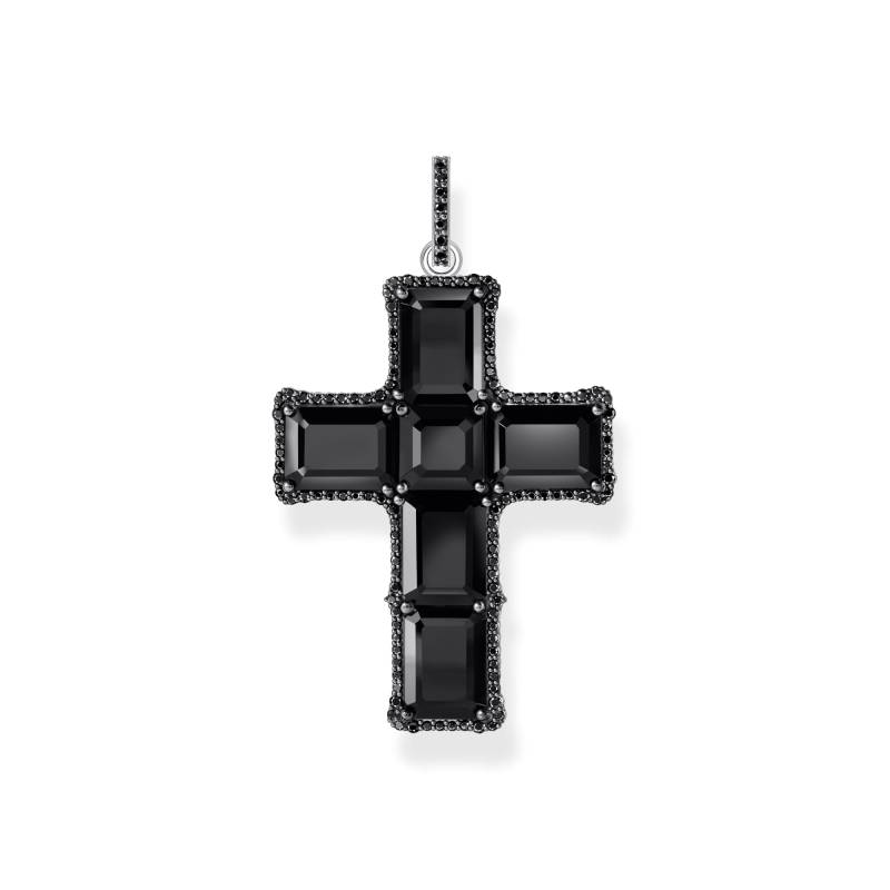 Thomas Sabo Kreuzanhänger mit schwarzen Steinen Silber geschwärzt schwarz PE969-643-11 von Thomas Sabo