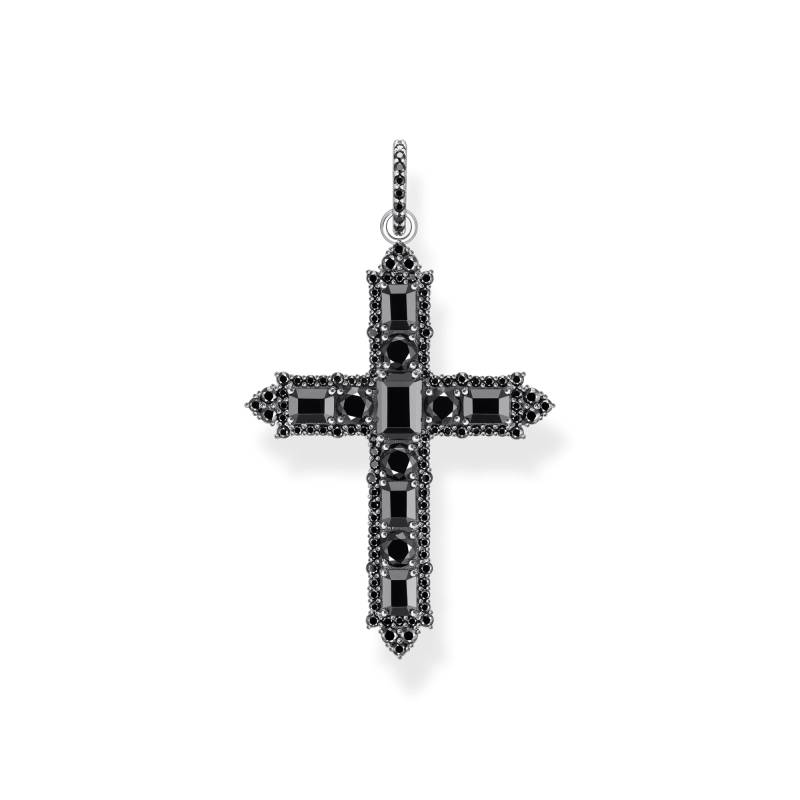 Thomas Sabo Kreuzanhänger mit schwarzen Steinen Silber geschwärzt schwarz PE970-643-11 von Thomas Sabo