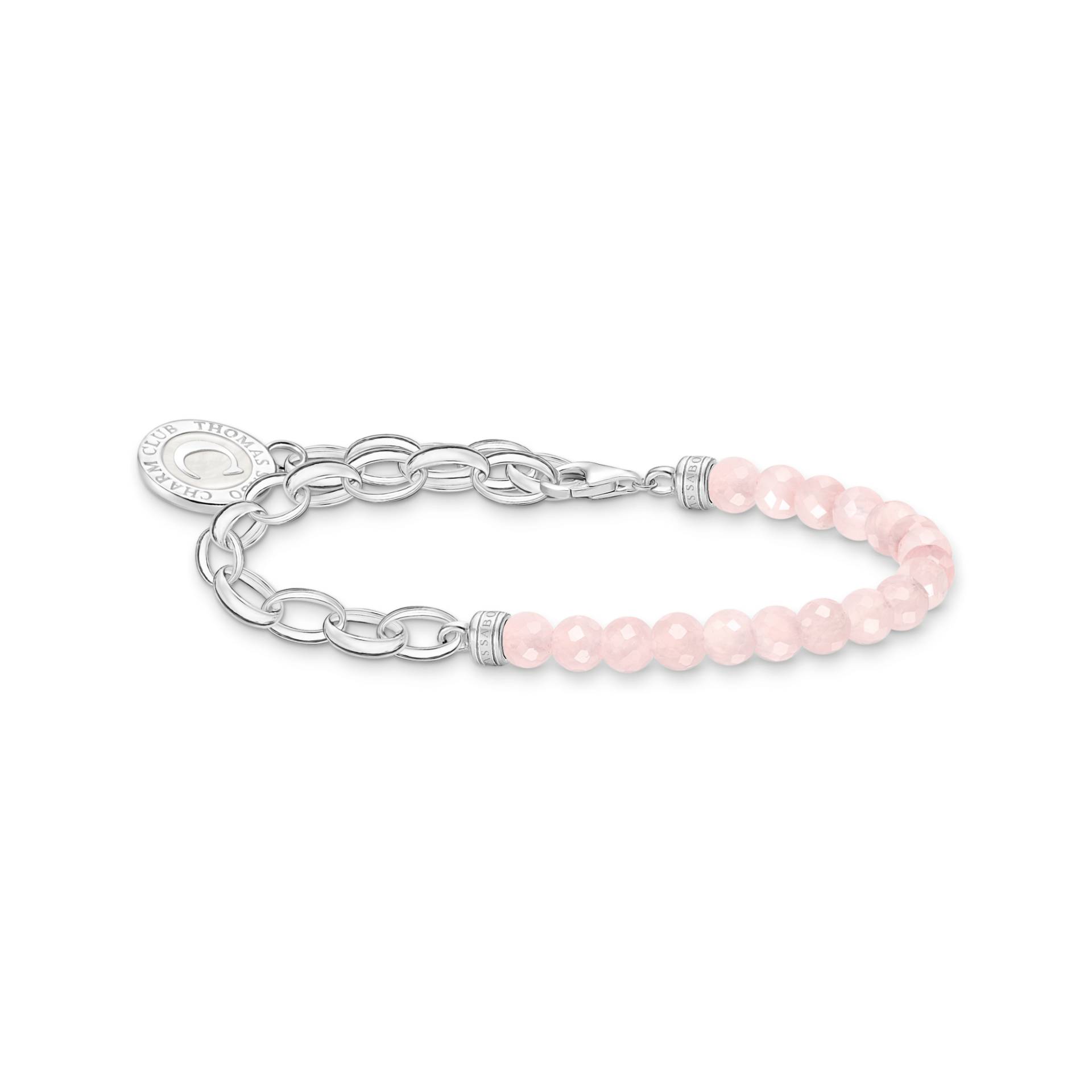 Thomas Sabo Member Charm-Armband mit Rosenquarz-Beads und Charmista Coin Silber pink A2128-067-9-L15V von Thomas Sabo