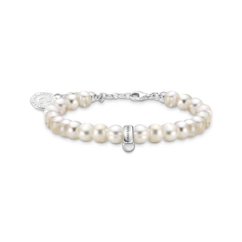 Thomas Sabo Charm-Armband mit weißen, ovalen Perlen Silber weiß A2142-158-14-L19V von Thomas Sabo