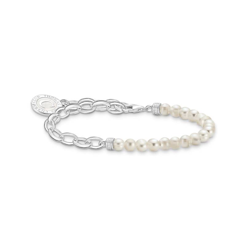 Thomas Sabo Charm-Armband mit weißen Perlen und Coin Silber weiß A2128-158-14-L19V von Thomas Sabo