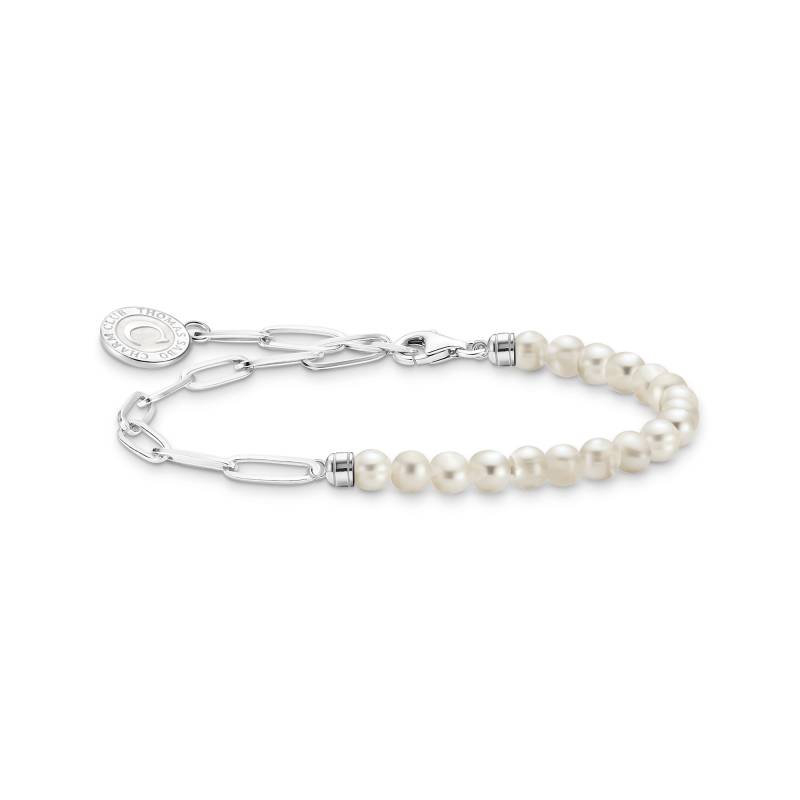 Thomas Sabo Charm-Armband mit weißen Perlen und Coin Silber weiß A2129-158-14-L15V von Thomas Sabo