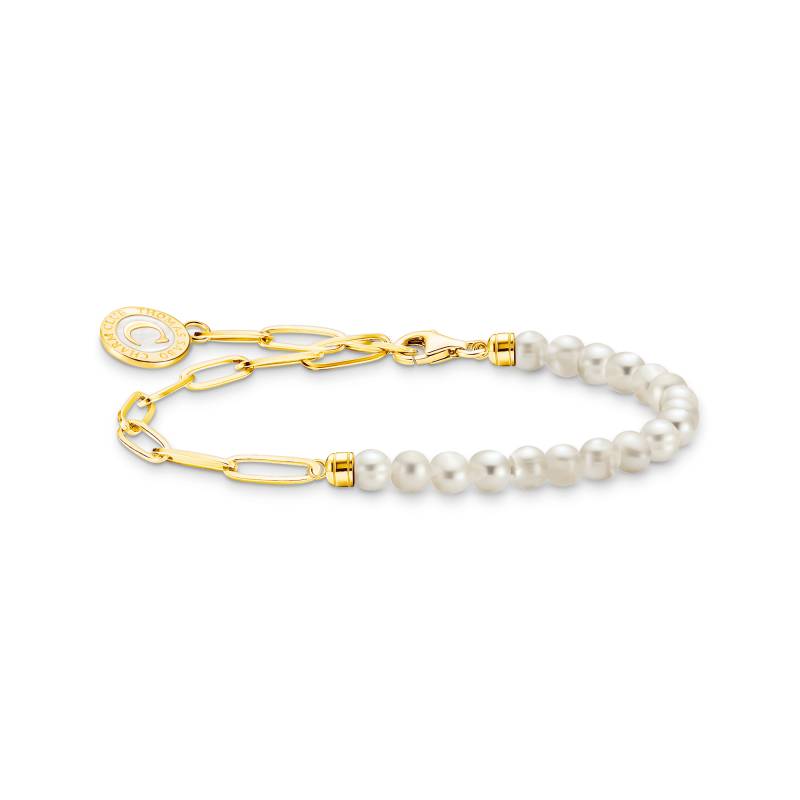 Thomas Sabo Charm-Armband mit weißen Perlen und Coin vergoldet weiß A2129-430-14-L19V von Thomas Sabo