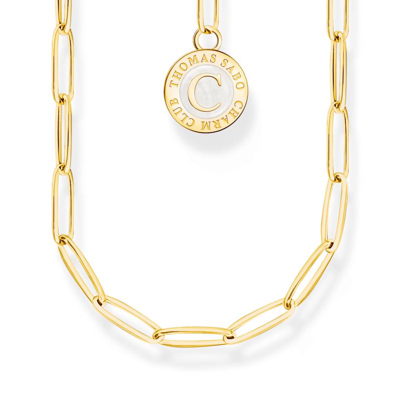 Thomas Sabo Charm-Kette mit weißem Coin vergoldet gelbgoldfarben X2089-427-39-L45 von Thomas Sabo