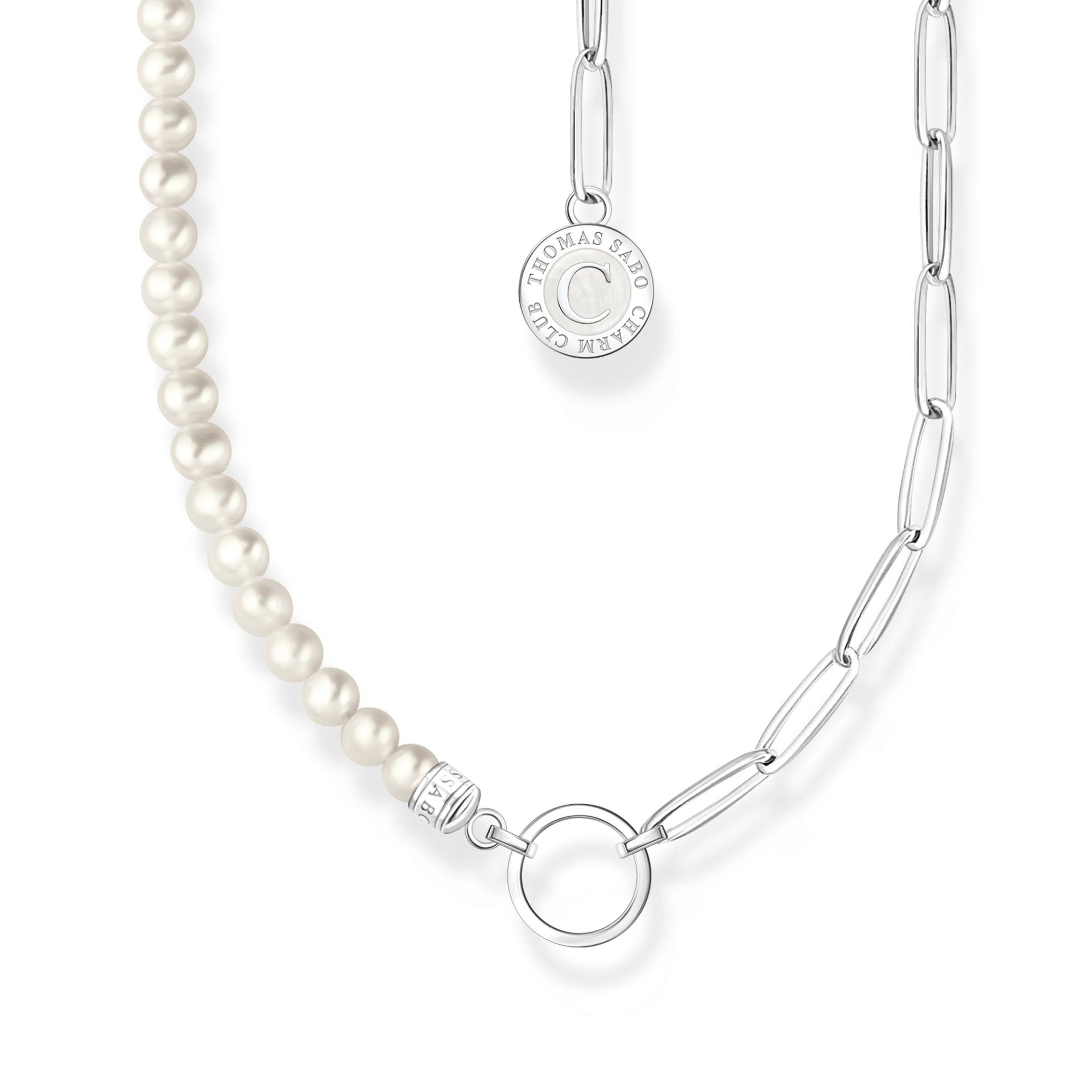 Thomas Sabo Member Charm-Kette mit weißen Perlen und Charmista Coin Silber weiß KE2189-158-14-L45V von Thomas Sabo