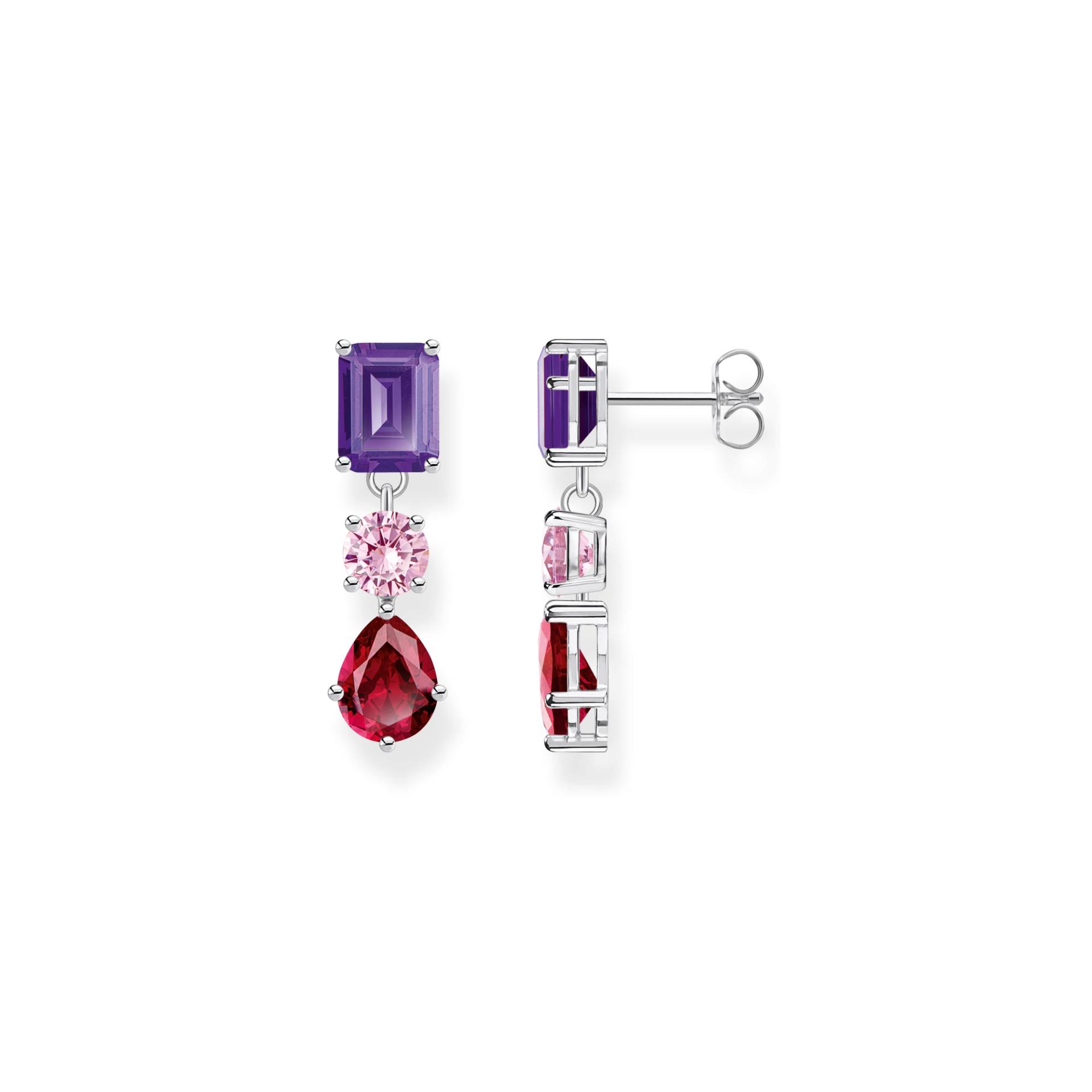 Thomas Sabo Ohrring mit Steinen in Rot, Rosa und Violett mehrfarbig H2278-013-7 von Thomas Sabo