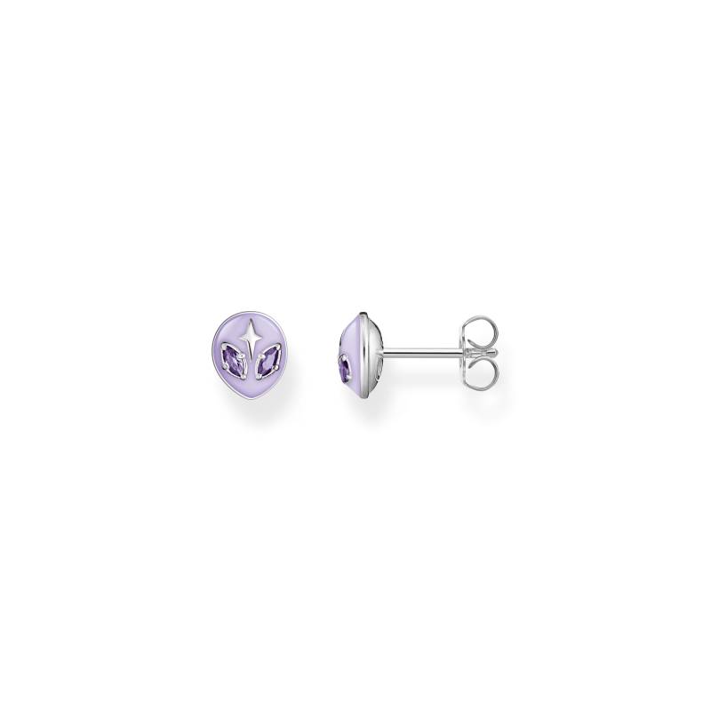 Thomas Sabo Ohrstecker Alienkopf mit Kaltemaille und violetten Steinen Silber violett H2274-041-13 von Thomas Sabo