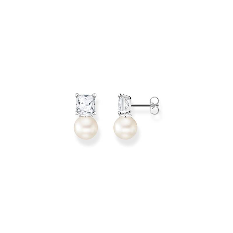 Thomas Sabo Ohrstecker Perle mit weißem Stein silber weiß H2248-167-14 von Thomas Sabo