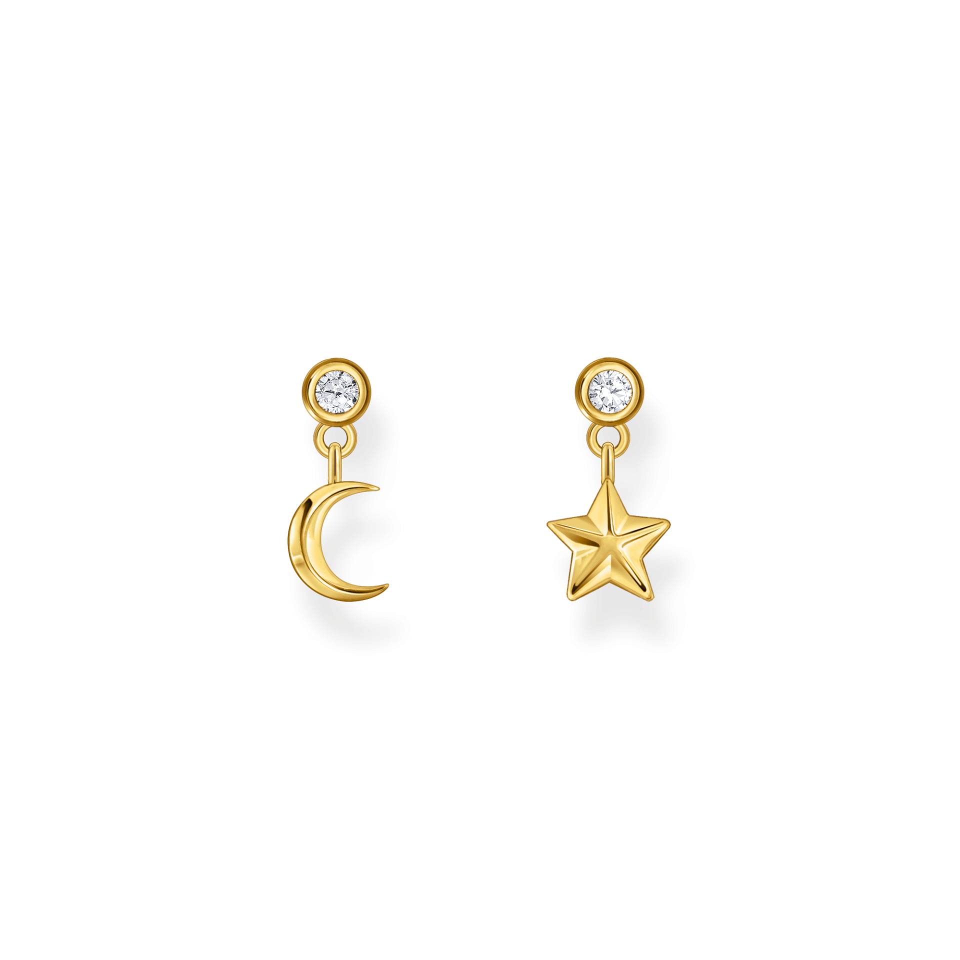 Thomas Sabo Ohrstecker mit Mond- und Stern-Anhänger und weißen Steinen vergoldet weiß H2293-414-14 von Thomas Sabo