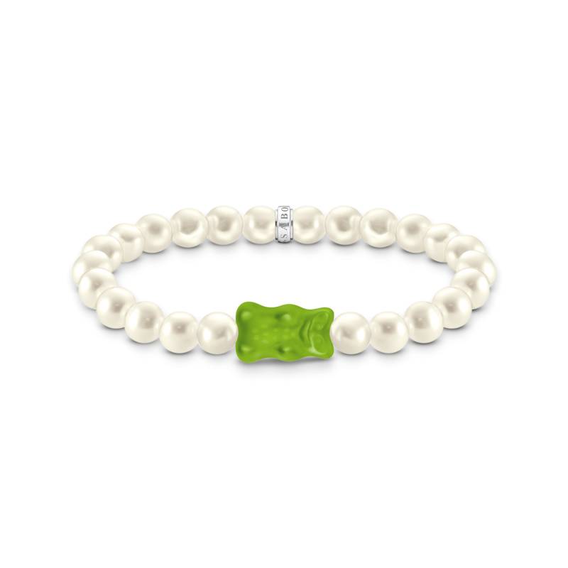 Thomas Sabo Perlenarmband mit grünem Goldbären Silber grün A2154-017-6-L15 von Thomas Sabo