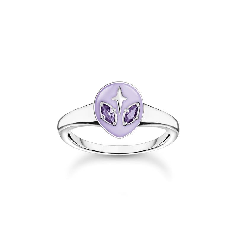 Thomas Sabo Ring Alienkopf mit Kaltemaille und violetten Steinen Silber violett TR2444-041-13-58 von Thomas Sabo