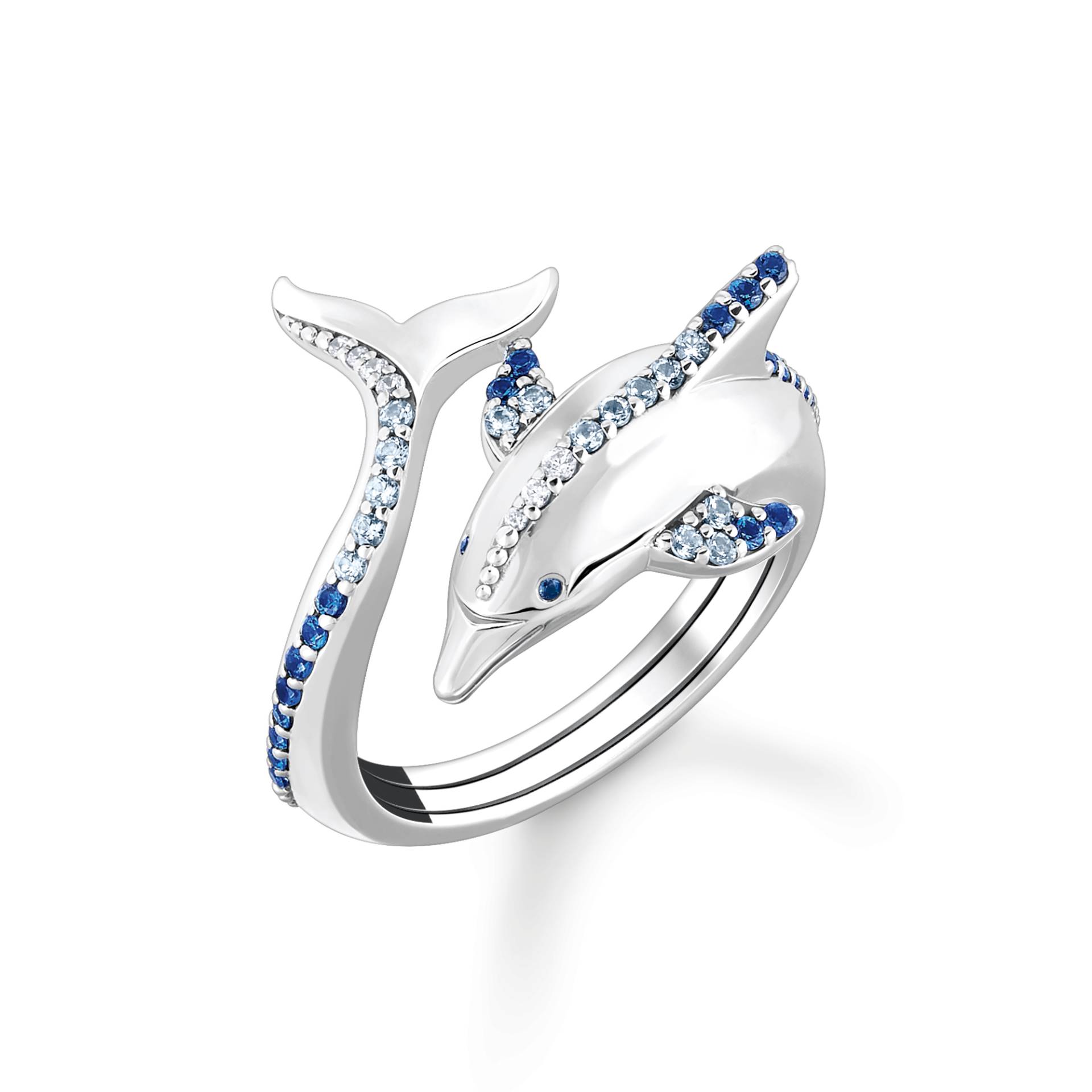 Thomas Sabo Ring Delfin mit blauen Steinen blau TR2384-644-1-50 von Thomas Sabo