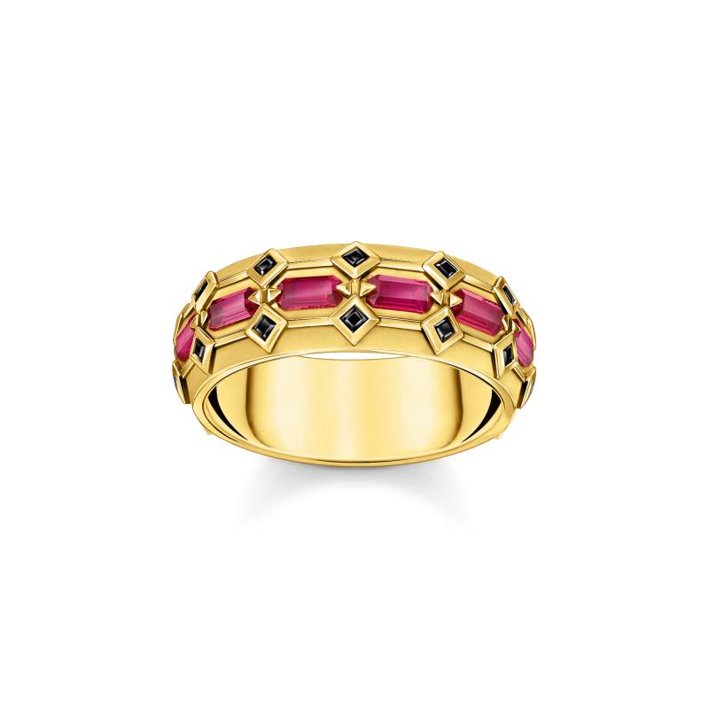 Thomas Sabo Ring  Krokodilpanzer breit mit roten Steinen vergoldet rot TR2422-995-10-50 von Thomas Sabo