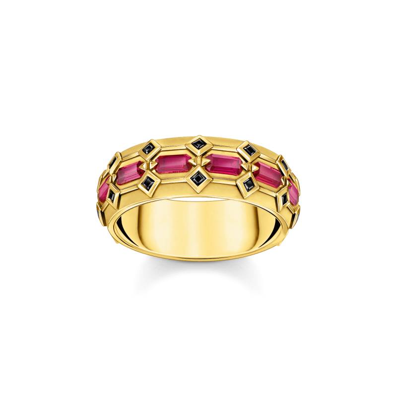 Thomas Sabo Ring  Krokodilpanzer breit mit roten Steinen vergoldet rot TR2422-995-10-60 von Thomas Sabo