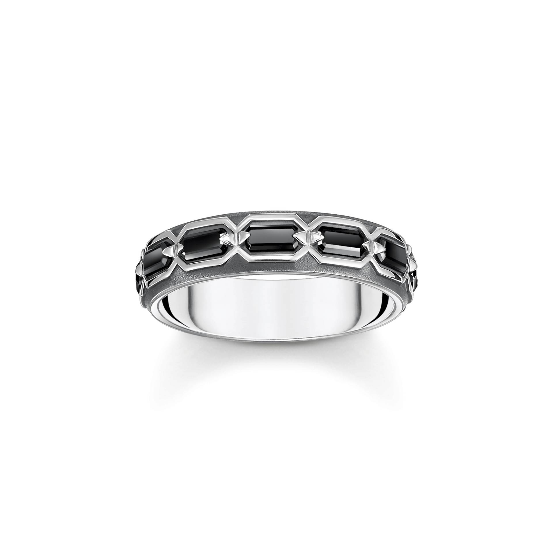 Thomas Sabo Ring Krokodilpanzer mit schwarzen Steinen Silber geschwärzt schwarz TR2423-643-11-54 von Thomas Sabo