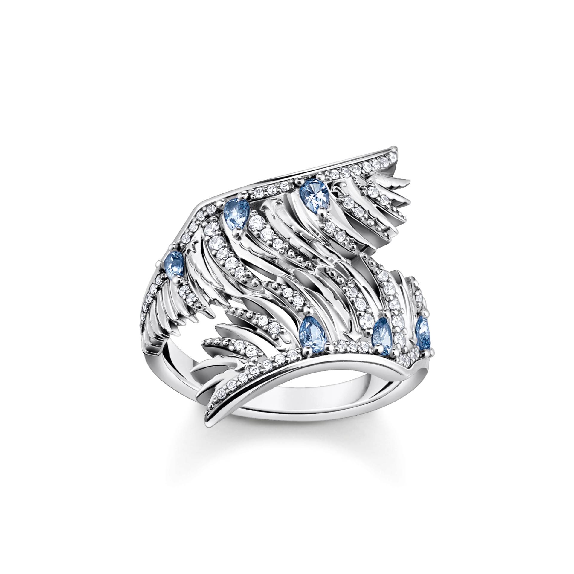 Thomas Sabo Ring Phönix-Flügel mit blauen Steinen silber blau TR2409-644-1-50 von Thomas Sabo