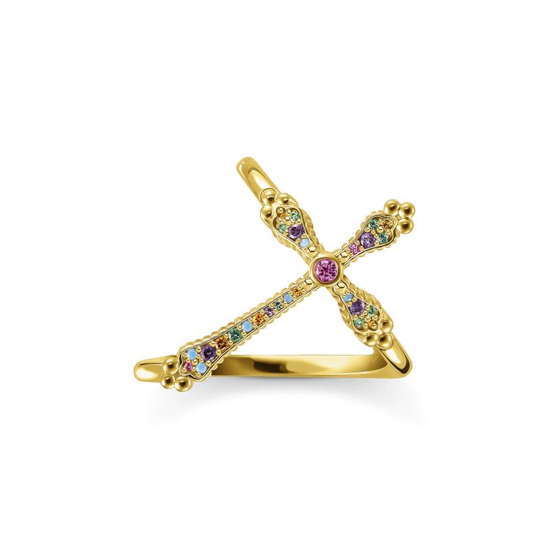 Thomas Sabo Ring Royalty Kreuz gold farbige Steine mehrfarbig TR2342-973-7-54 von Thomas Sabo