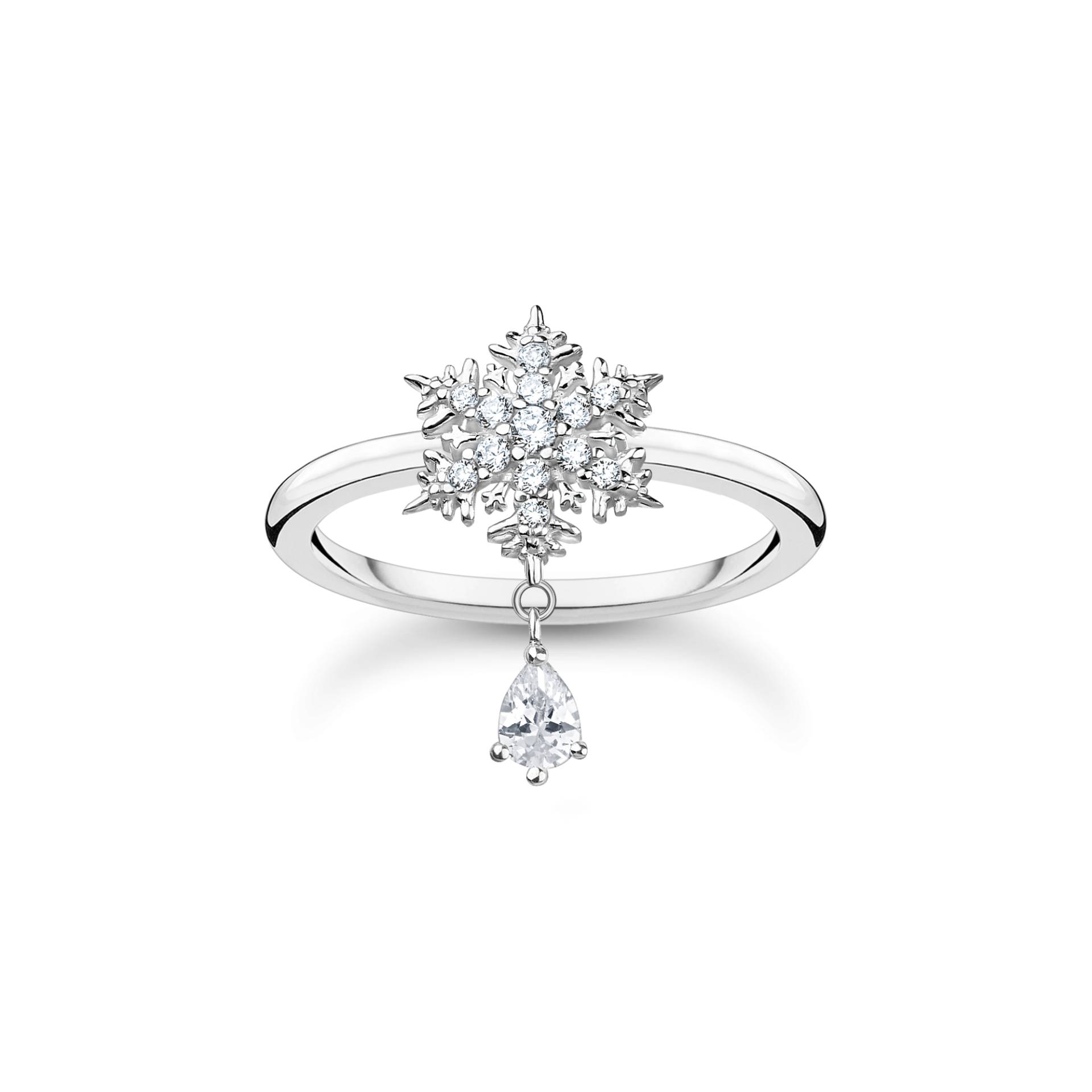 Thomas Sabo Ring Schneeflocke mit weißen Steinen silber weiß TR2414-051-14-52 von Thomas Sabo