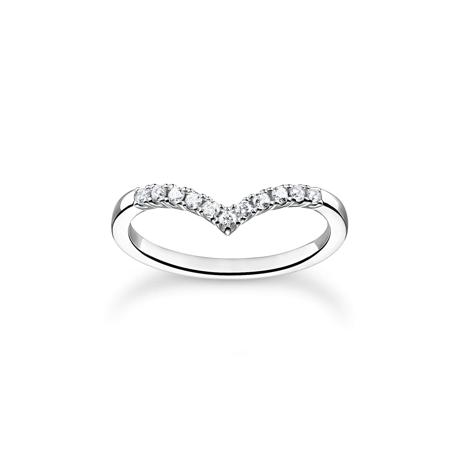 Thomas Sabo Ring V-Form mit weißen Steinen silber weiß TR2394-051-14-48 von Thomas Sabo
