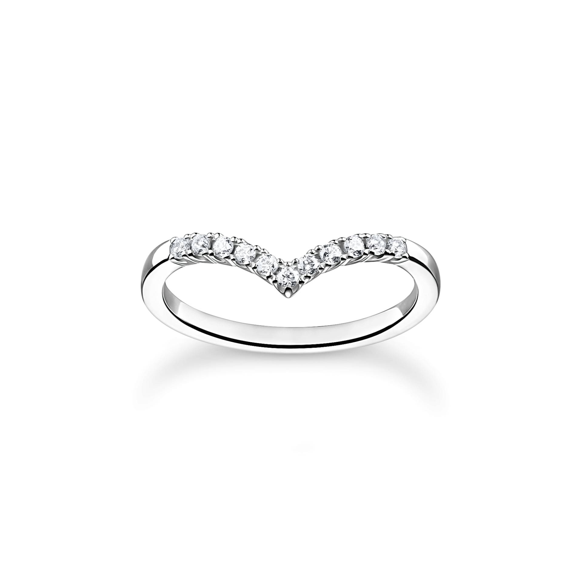 Thomas Sabo Ring V-Form mit weißen Steinen silber weiß TR2394-051-14-50 von Thomas Sabo