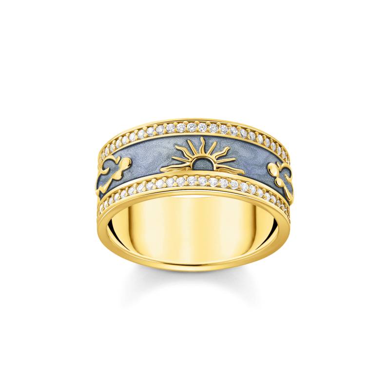 Thomas Sabo Ring blau mit kosmischen Symbolen vergoldet blau TR2450-565-1-52 von Thomas Sabo