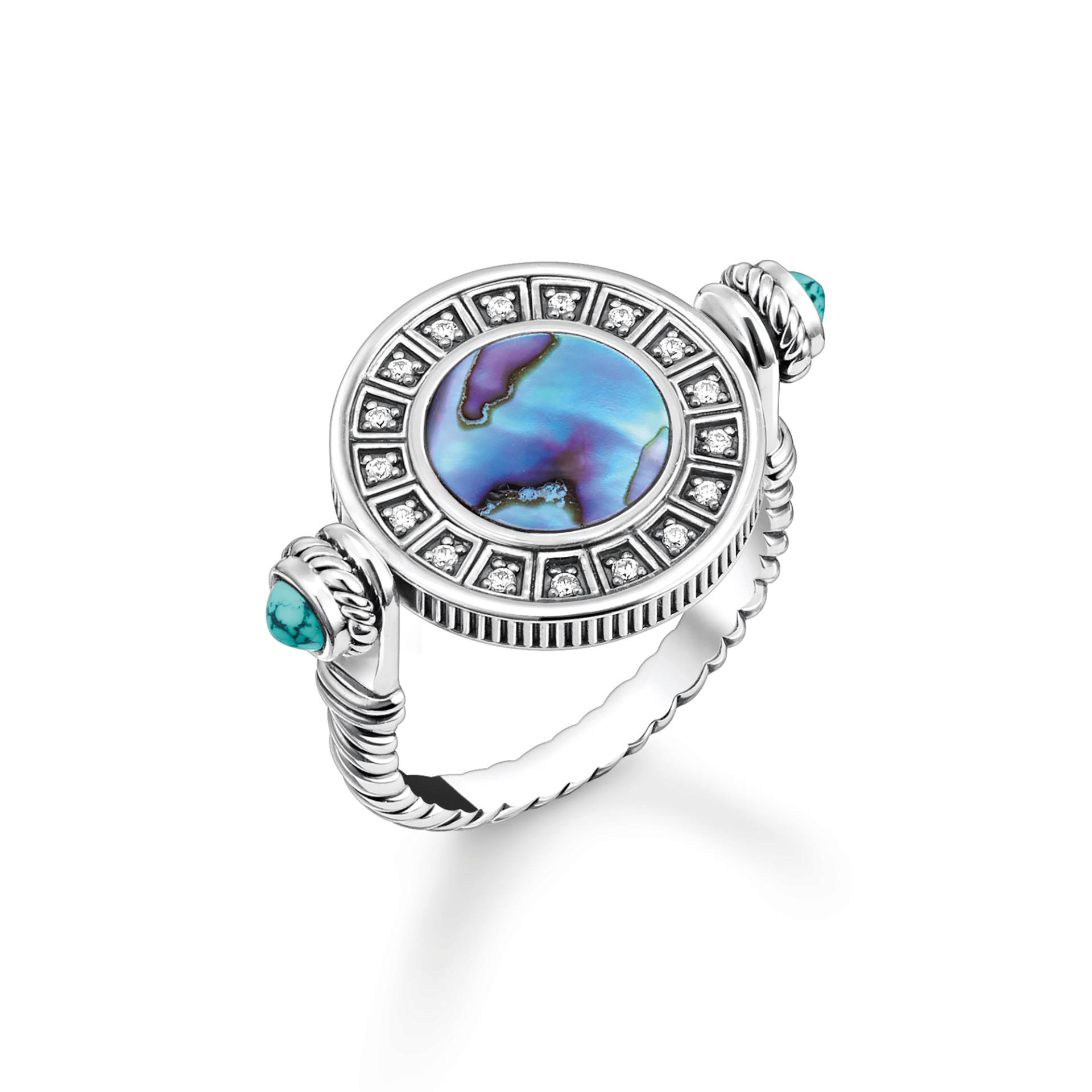 Thomas Sabo Ring drehbar mit Abalone-Perlmutt Silber mehrfarbig TR2427-646-7-60 von Thomas Sabo