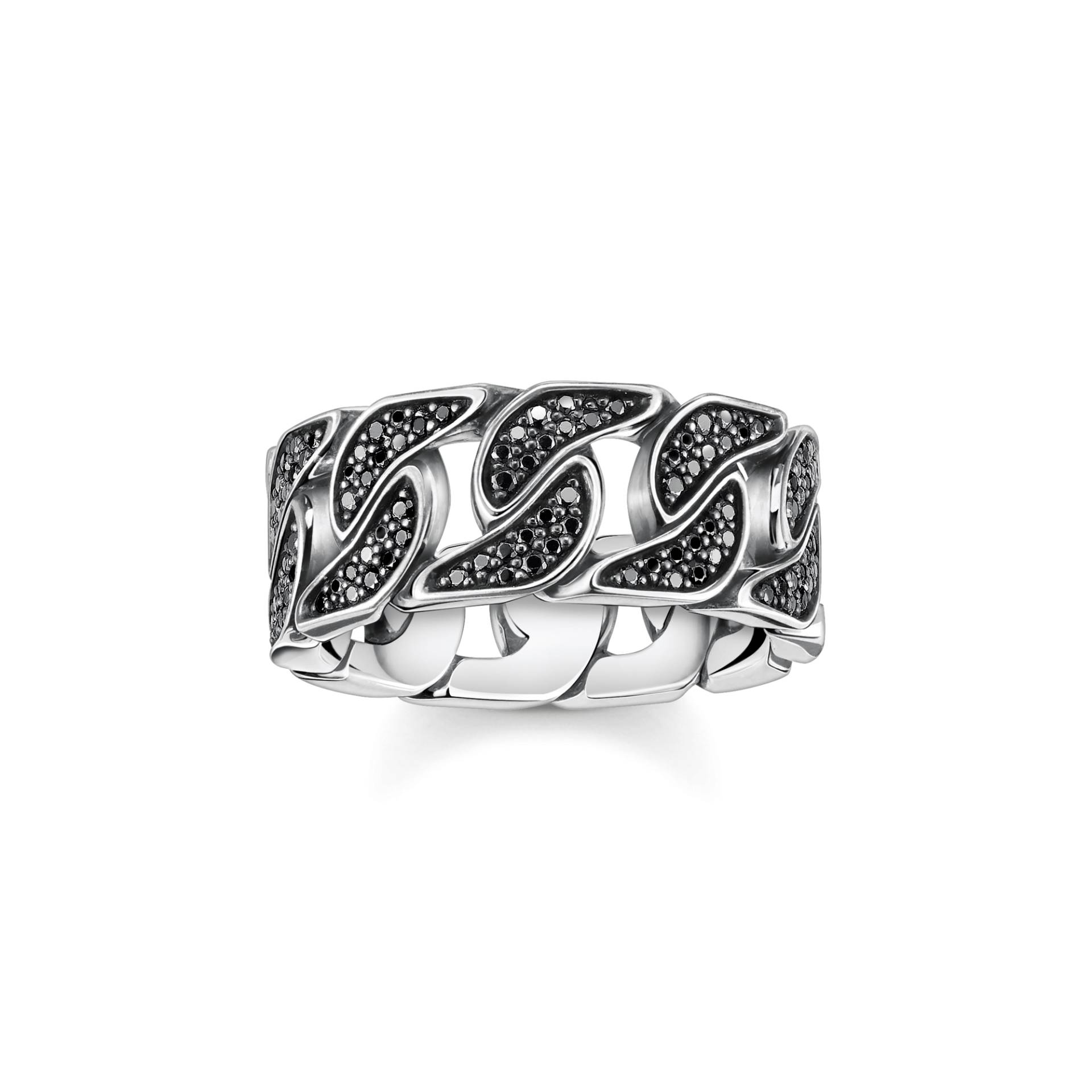 Thomas Sabo Ring geschwärzt Glieder mit schwarzen Steinen schwarz TR1932-643-11-50 von Thomas Sabo