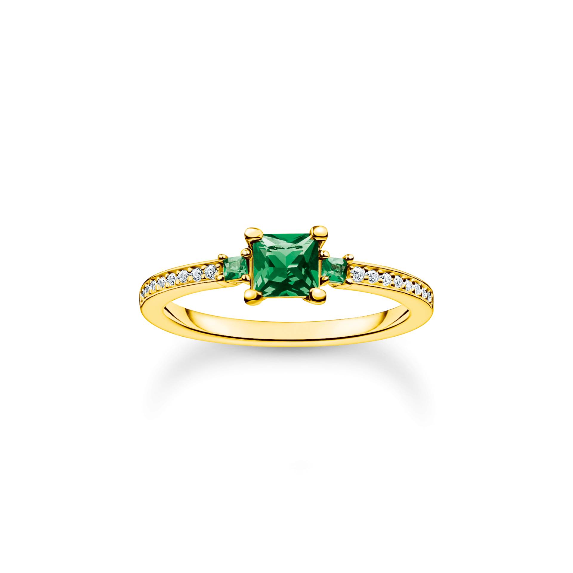 Thomas Sabo Ring mit grünen und weißen Steinen gold grün TR2402-971-6-52 von Thomas Sabo