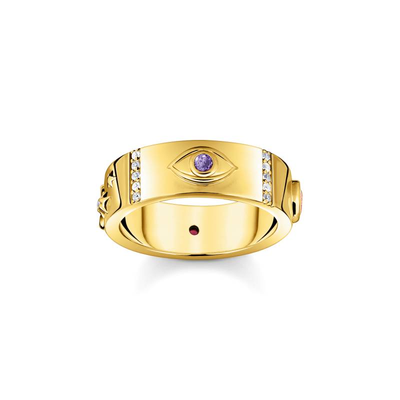 Thomas Sabo Ring mit kosmischen Symbolen und bunten Steinen vergoldet mehrfarbig TR2439-995-7-54 von Thomas Sabo