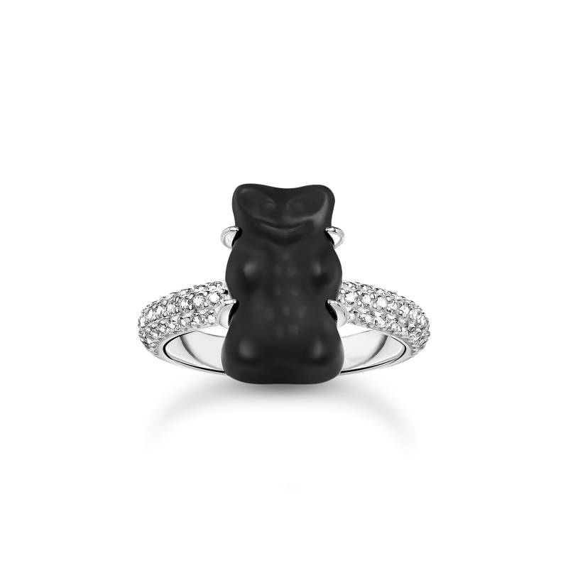 Thomas Sabo Ring mit schwarzem Goldbären und Steinen Silber schwarz TR2478-052-11-60 von Thomas Sabo