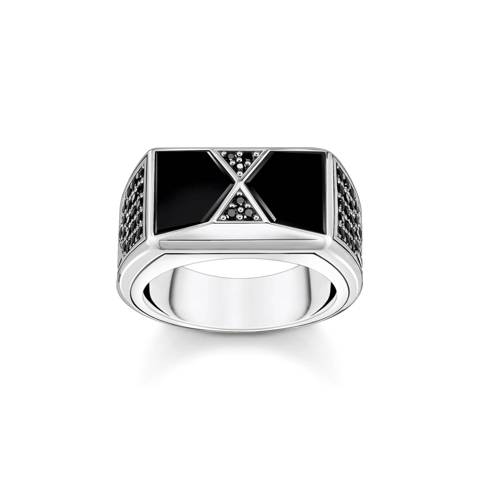 Thomas Sabo Ring mit schwarzem Onyx und schwarzen Steinen Silber schwarz TR2430-508-11-60 von Thomas Sabo