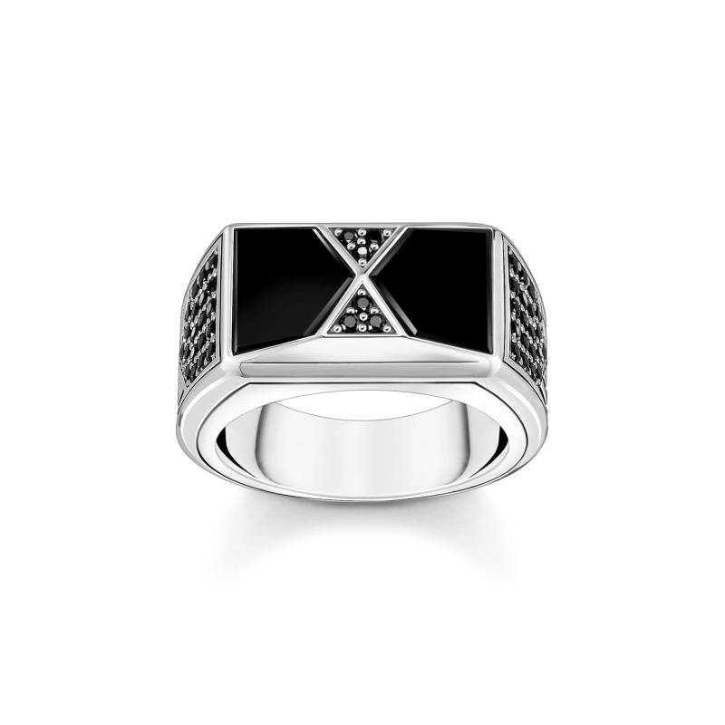 Thomas Sabo Ring mit schwarzem Onyx und schwarzen Steinen Silber schwarz TR2430-508-11-62 von Thomas Sabo