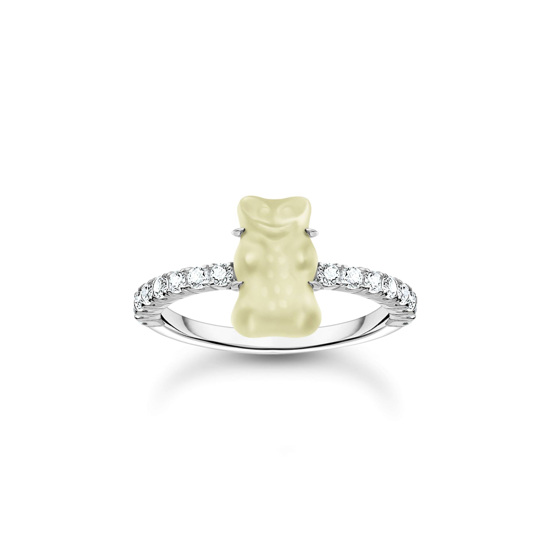 Thomas Sabo Ring mit weißem Mini-Goldbären und Steinen Silber weiß TR2459-052-14-50 von Thomas Sabo