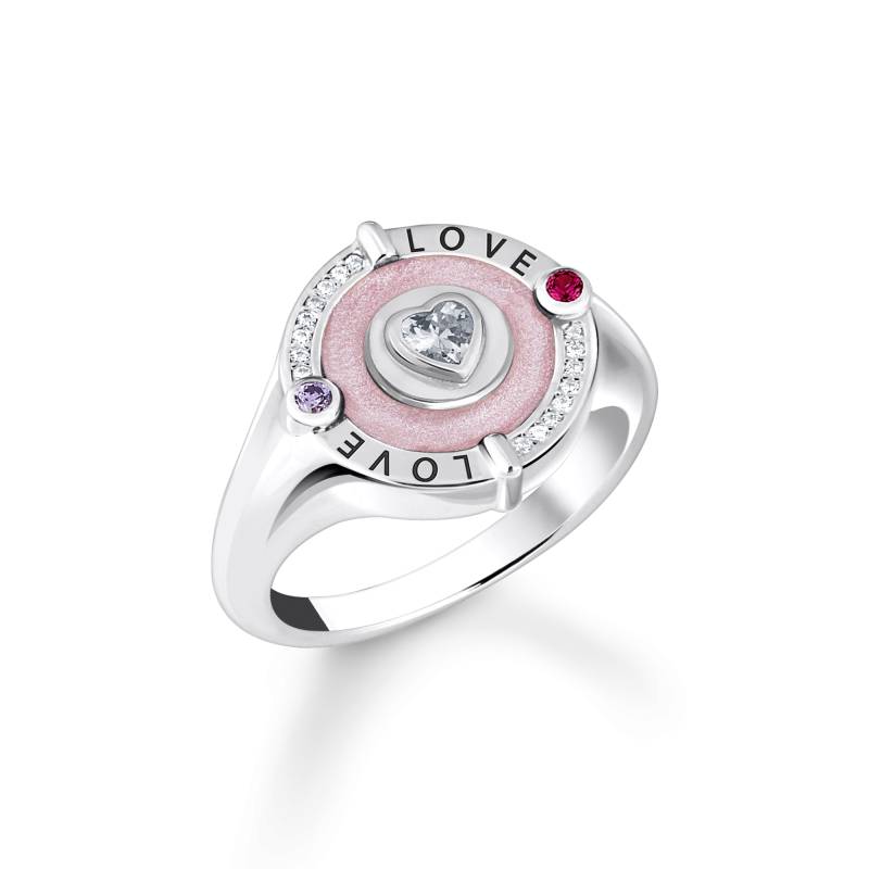 Thomas Sabo Siegelring mit Herz und Steinen Silber pink TR2447-390-9-60 von Thomas Sabo