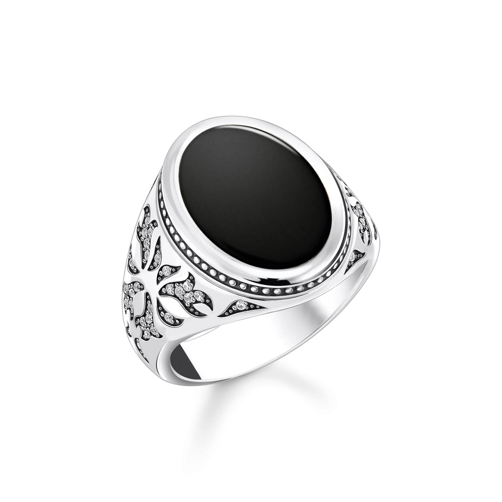 Thomas Sabo Siegelring mit schwarzem Onyx Silber geschwärzt schwarz TR2454-641-11-58 von Thomas Sabo