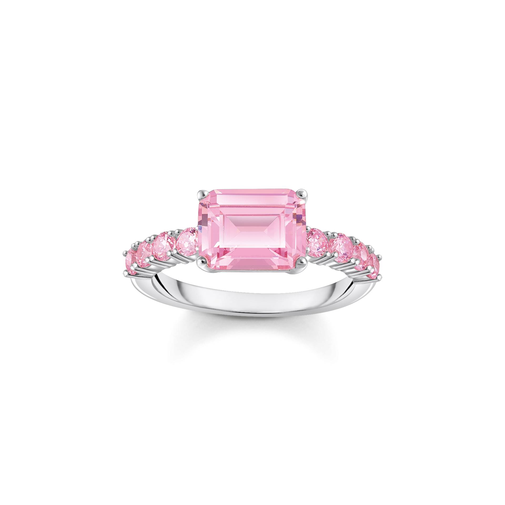 Thomas Sabo Solitärring mit pinkfarbenen Steinen Silber pink TR2451-051-9-50 von Thomas Sabo