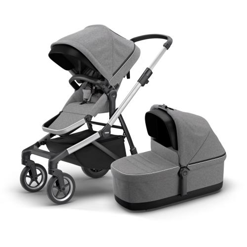 Thule Kinderwagen (Buggy) SLEEK inkl. Bassinet - melange grey/alu von Thule